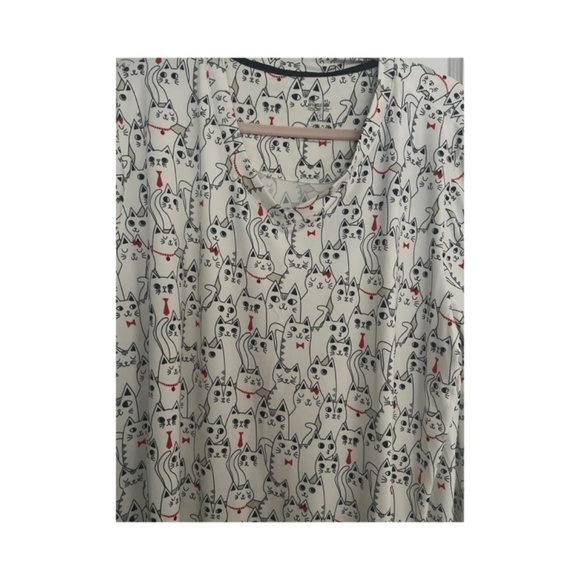 NWT Whimsical kitty cat lady super soft stretchy lounge granny sleep shirt 1X - Picture 3 of 6
